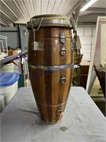 OLD WOOD DRUM, NO BOTTOM, 22" TALL