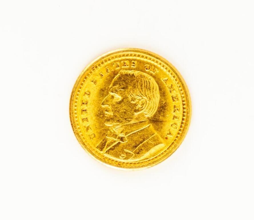 Coin Gold $1 LA Purch McKinley-Gem BU
