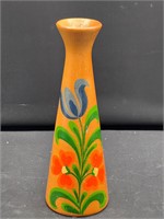 Vintage hand painted wooden bud vase