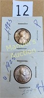 (2) 1925 LINCOLN WB PENNIES