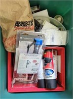 TOTE OF ASSORTED HARDWARE, PLUMBING, MISC