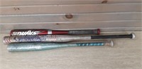 3 Aluminum Baseball bats - 1 adult & 2 youth