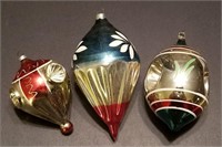 3 Large Antique Hand-Blown Christmas Ornaments