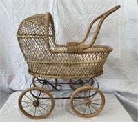 Vintage Wicker Baby Doll Stroller