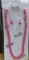 Kids collection pink earrings and necklace