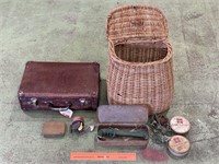 Vintage Fishing Creel With Some Contents & Suit
