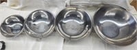 LOT OF 4 STAINLESS MIXING BOWLS