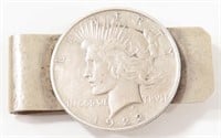 VINTAGE MONEY CLIP WITH 1922 SILVER PEACE DOLLAR