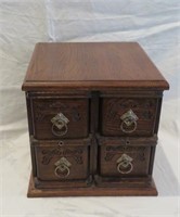 Oak storage box-4 small drawers 12" x 15" x H 11"
