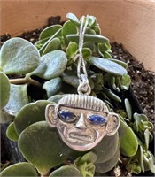 STERLING SILVER "VODOO" FACE PENDANT