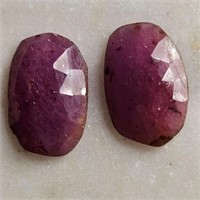 9.40 Ct Faceted Untreated Ruby Gemstones Pair of 2