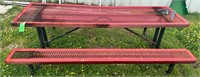 Red 8' Metal Picnic Table