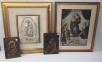 (4) Pieces of Religious Wall Hung Art Including