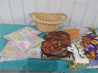 Basket with Placemats and Tablecloths
