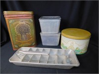 Mixed Lot, Ice Tray, And Canisters