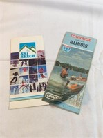 Roadmap of Illinois and advertising for a ski