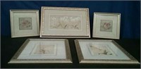 Box-5 Framed Floral Pictures, Assorted Sizes
