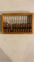Antique wooden abacus of the 60-70s, counting