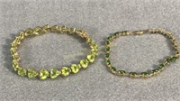 10kt Gold Bracelets with Green Stones - 2