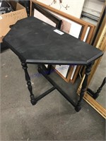 Black wood half table, 24 x 12 x 21.5" tall