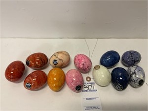 12 Dyed Agate Stone Eggs, Made in Italy