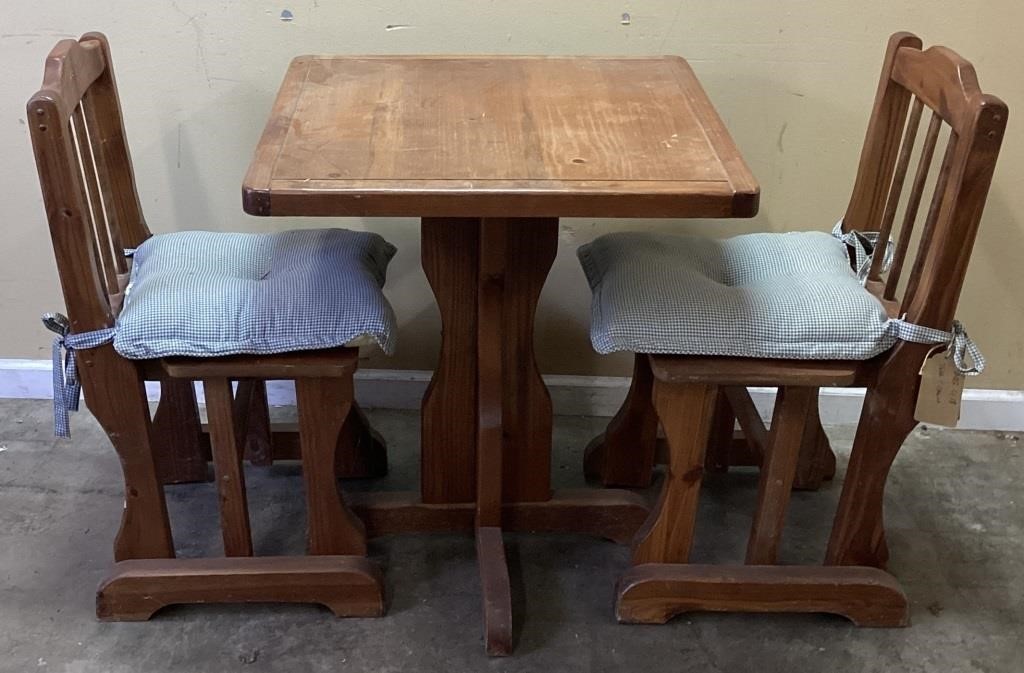 VTG. WOOD CHILD’S TABLE & 2 CHAIRS SET