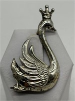 Lang Sterling Silver Royal Swan Figural Brooch