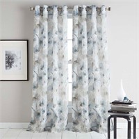 Floral Semi-Sheer Grommet Single Curtain Panel