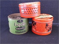 Three vintage tins: Expello moth killer -