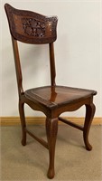 ORNATE SOLID MAHOGANY WITH BRASS ACCENT CHAIR
