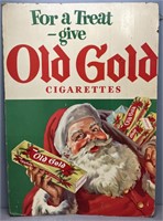 Old Gold Cigarettes Santa Sign Pasteboard
