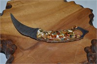 Damascus Karambit Knife w/ Leather Sheath