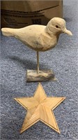 Hand carved Bird and Star
