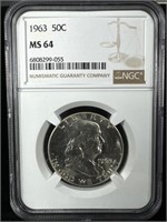 1963 Silver Franklin Half-Dollar MS64 NGC