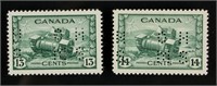 2 PC 1943 Canada 13 & 14 Cents OHMS Stamp
