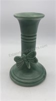 Green Dragonfly Pottery Candlestick 4”