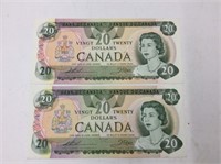 2 1979 $20 Can Banknotes