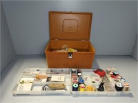 CASE OF SEWING SUPPLIES - STRING, BUTTONS, ETC.