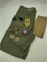 Vintage Army Uniform w/Patches, Hat & Sunglasses
