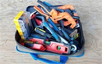 TOOLS IN BAG- LEVEL- CLAMP AND MORE