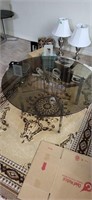 Glass coffee table 42"d 18"h
