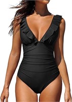 $45 Women One Piece Swimsuit(Black-L)