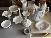 LARGE LOT OF MILK GLASS