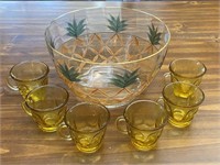 Pineapple Bowl & Amber Cups