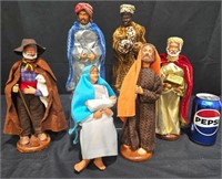 Clay Sculpture Nativity Set - Real Clothing