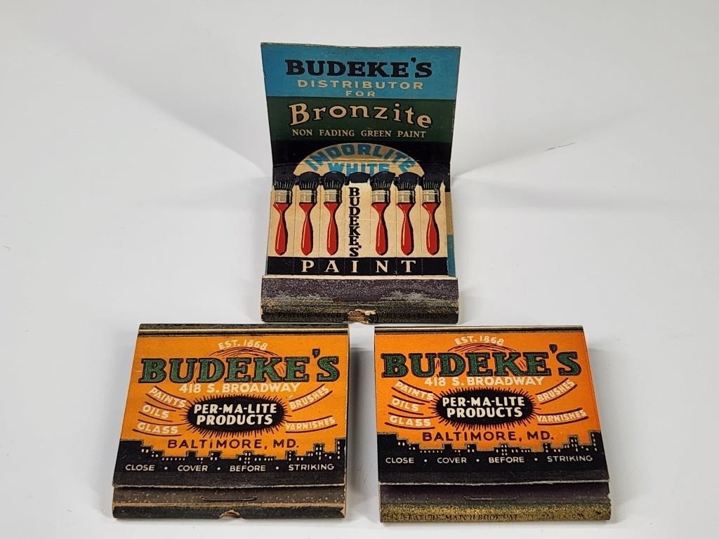 3) BUDEKE'S PAINT ADVERTISING FEATURE MATCHBOOK