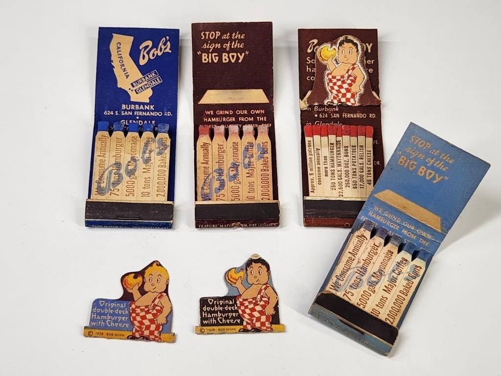 4) VINTAGE BOB'S BIG BOY FEATURE MATCHBOOK