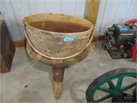 LARGE CAST IRON LARD KETTLE WITH STAND
