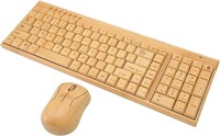 (N) Cordless Bamboo Keyboard and Mouse, Optical Ba