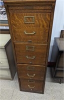 Vintage Wooden 4 Drawer File Cabinet, from THE